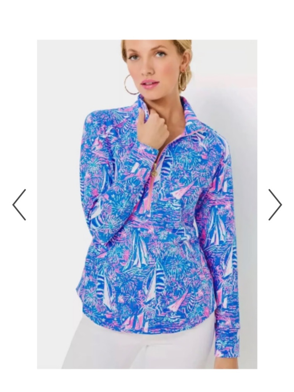 Lilly Pulitzer Skipper Popover Boca Blue Its A Sailabration Womens Medium 1/4zip